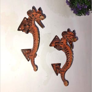 Brass Fire Dragon Cabinet Drawer Knobs | Brass Feng Shui Dragon Shape Wardrobe Puller | Mythical Creatures Theme Griping Door Decor