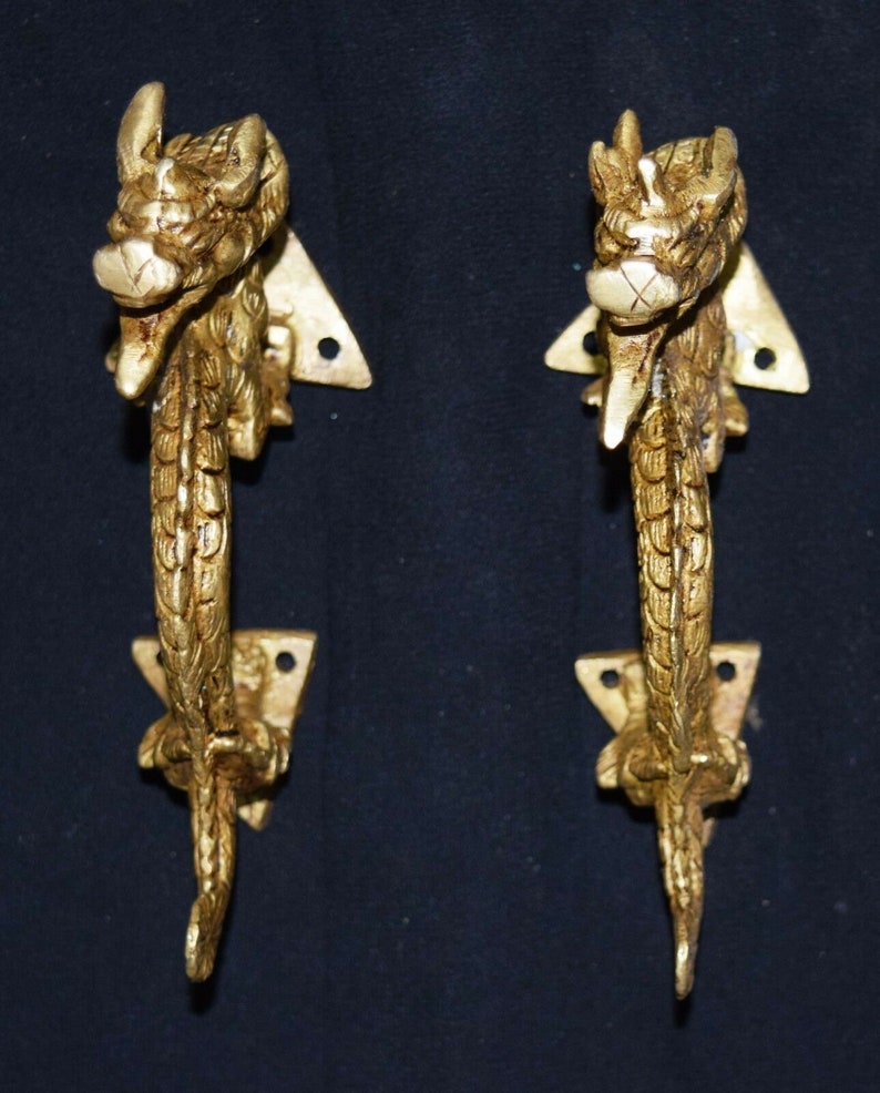 Worrior Dragon Door Pull Brass Wardrobe Pull Tibetan Theme Door Handle