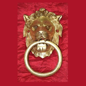 7&quot; Inch Lion Head Knocker | Brass Hand Crafted Animal Theme | Home Decorative Gate Bell