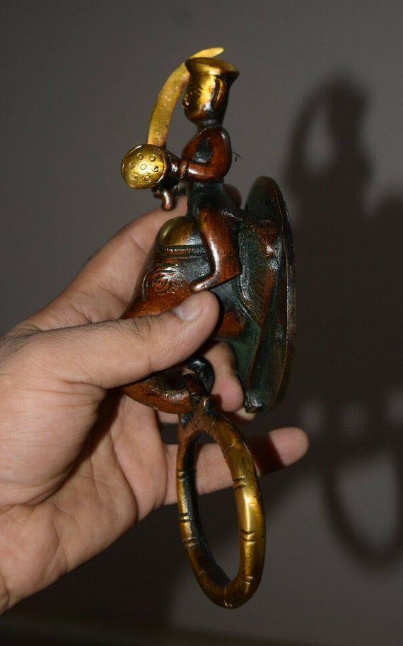Warrior on Elephant Figure Brass Door Knocker Royal Soldier - Etsy