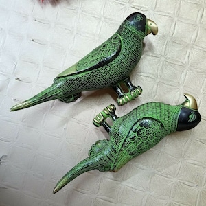 Paar Papagei Design Türgriff | Restaurant Bar Türknauf | Antikes Messing-Haupttürgriff-Paar