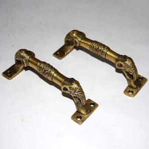 Brass Elephant Cupboard Pull Decor | Brass Traditional Door Grab Handle Showpiece WSR