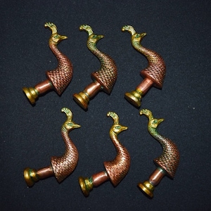 Set of 06 Peacock Cabinet Knobs | Brass Birds Drawer Knob | Living Room Cupbaord Knobs Decor