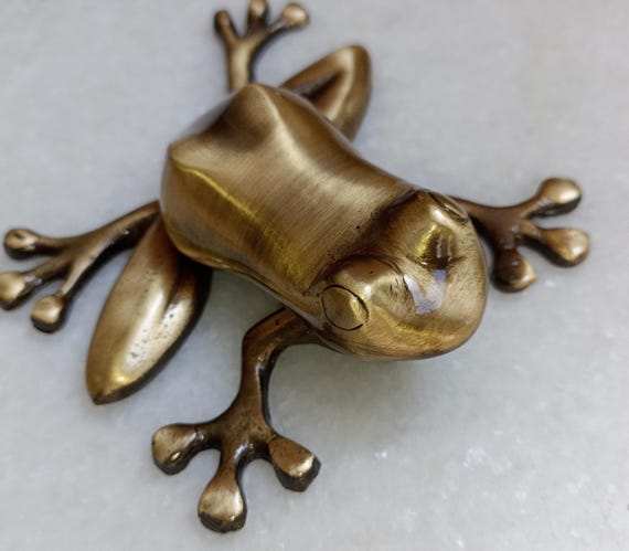 Lacquered Brass Frog Door Knocker | Reptile Toad Design Bedroom