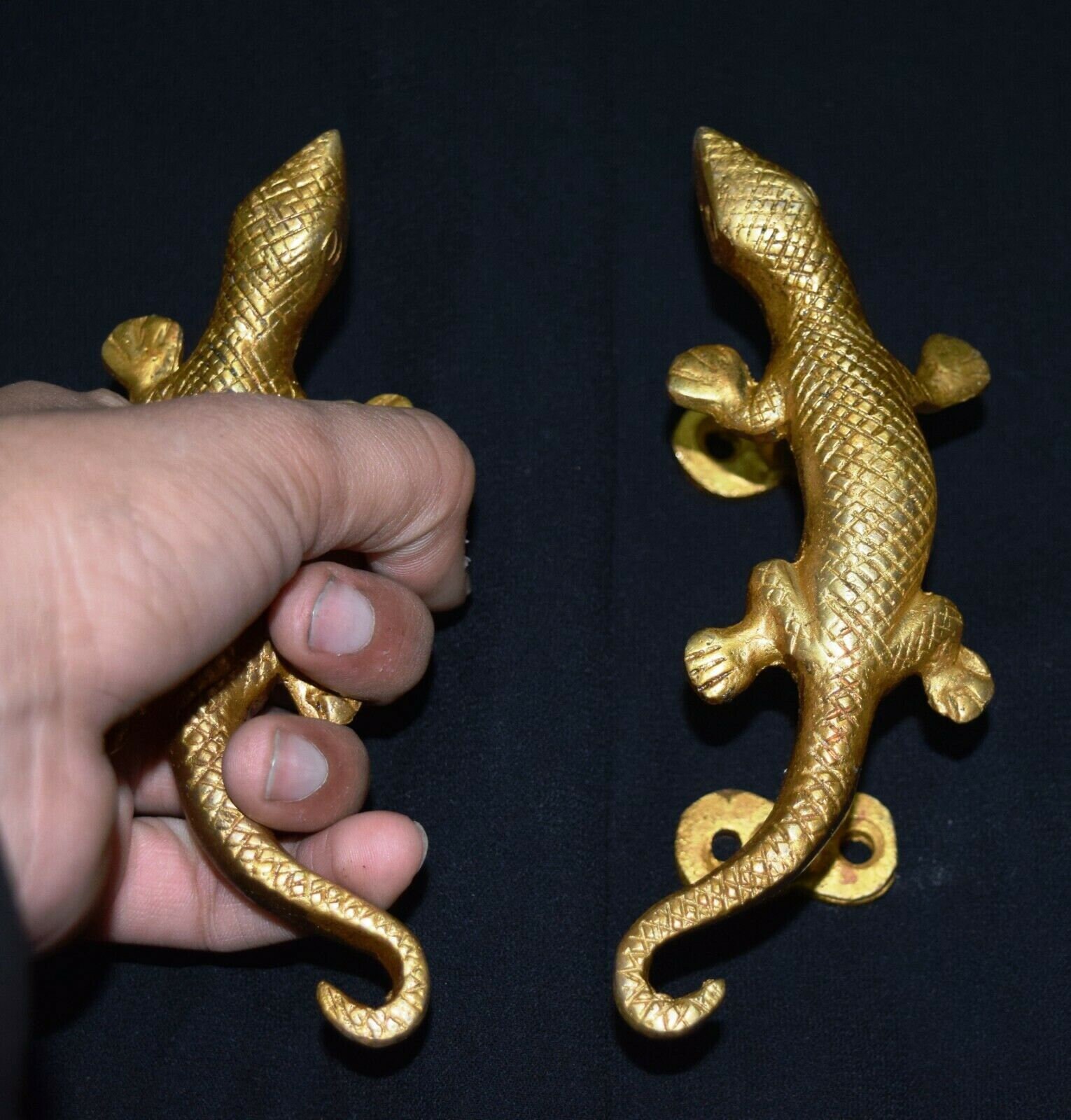 Details about   Lizard Shape Handle Pair Brass Handmade Reptile Design Party Lawn Door Handle VR 
