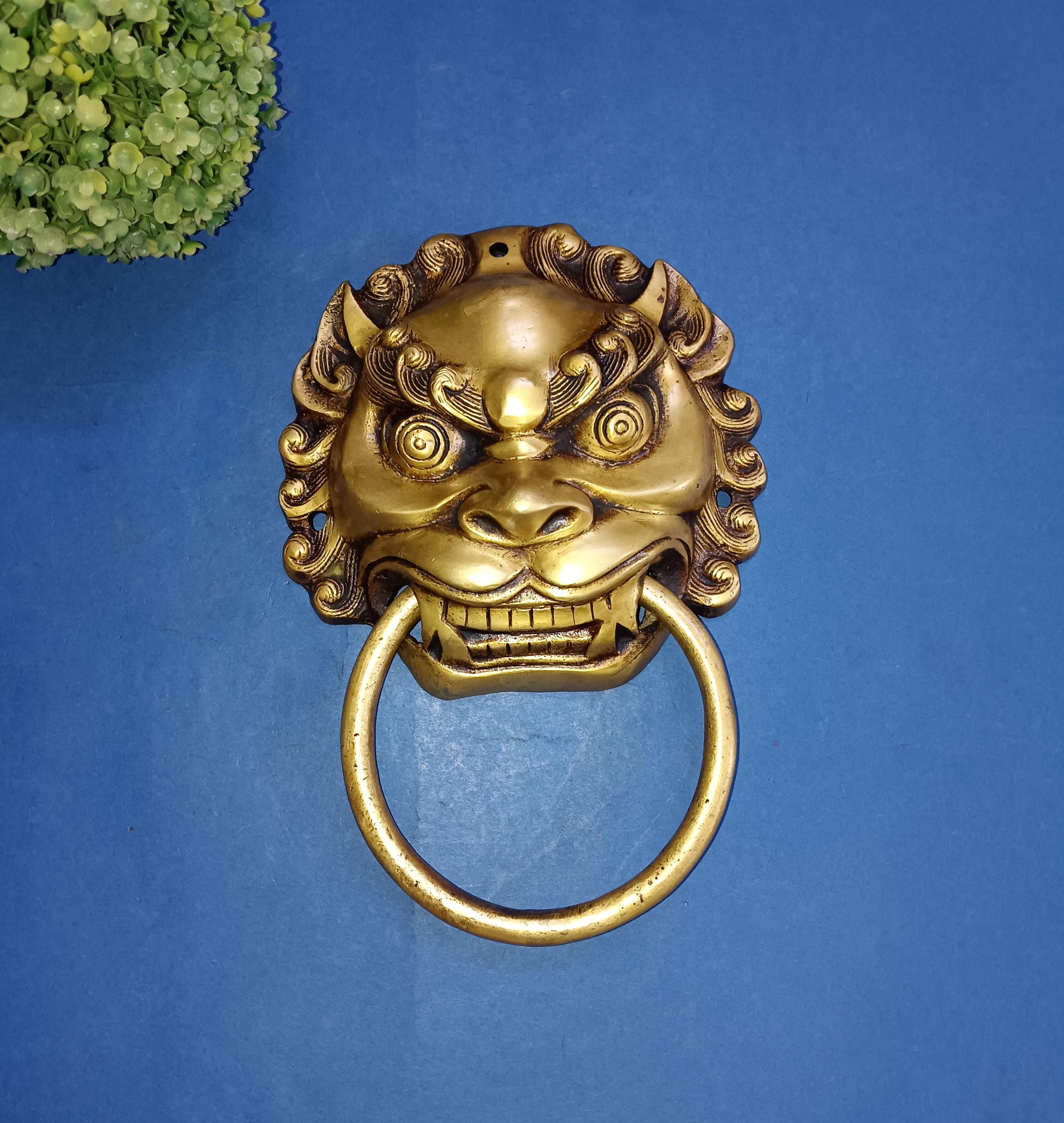 10'' Inches Ancient Lion Head Shape Knocker | Chinese Guardian