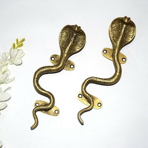 Exquisite Schlangen Türzieher | Cobra Schlangenfiguren Türgriff Set | Handarbeit Messing Türzieher