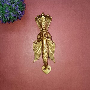 Mosiężna klamka w kształcie syreny | Uchwyt do drzwi w kształcie modlącego się węża | Dekoracja do szafki w sypialni