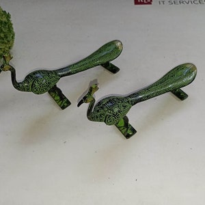 孔雀の鳥のドアハンドル | 孔雀のデザイン形状の屋外用プル | バンガローの玄関の装飾