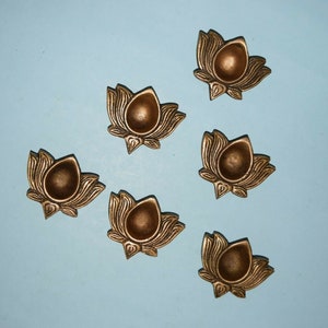 Brass Lotus Lamp Table Decor | Floral Design Set of 06 Lamp | Flower Shape Festival Light Decoration