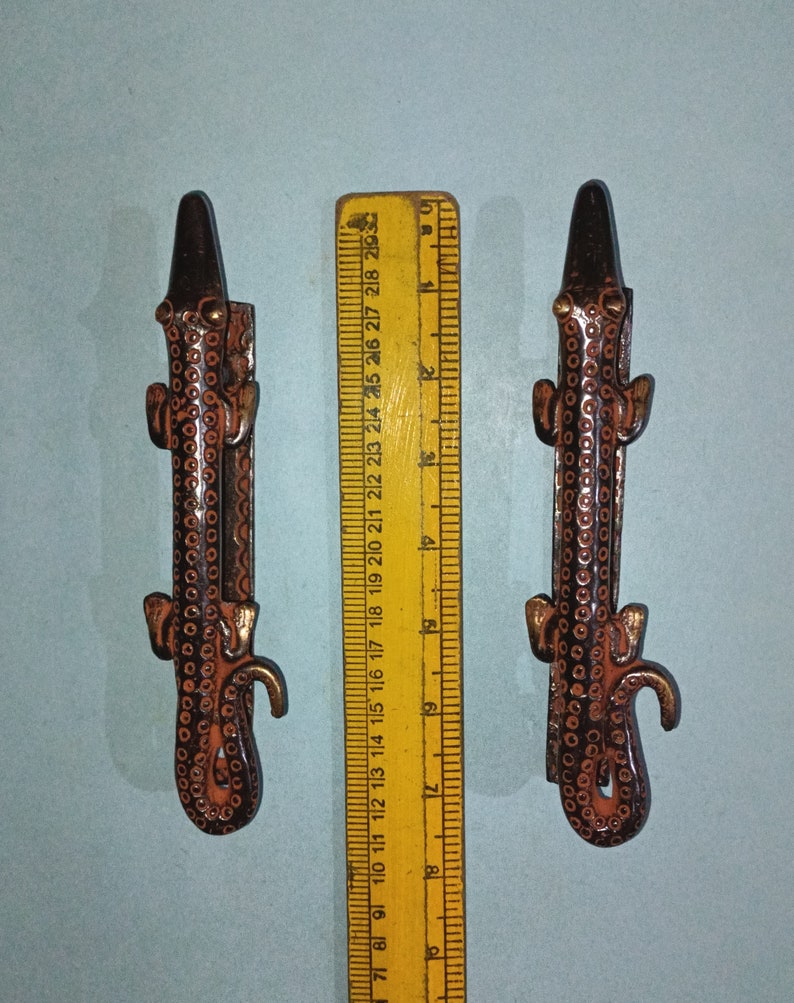 Alligator Ruler Aggressive Alligator Design Gate Pull Set | Brass Crocodile Shape ...