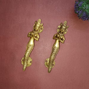 Mermaid Shape Door Handle Set | Naag Kanya Design Door Handle | Temple Décoration