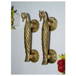 Peafowl Shape Bird Pull Set | Brass Peacock Design Door Handle | Gate Décor Item