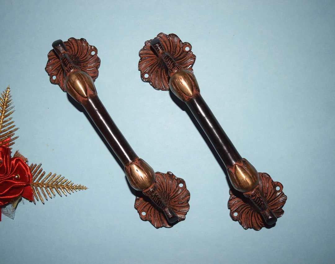 Flourish Textured Entrance Door Handle Set Hardware Daisy Flower Almirah Pull Home Accessories