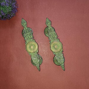 Flower Design Door Handle Set | Brass Nature Theme Door Pull | Front Door Pull