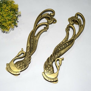 11&#39;&#39; Inches Peacock Door Pull | Brass Bird Design Exquisite Gate Handle