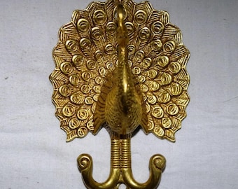 Wandhänger „Tanzender Pfau“ | Wandhaken aus Messing mit Schwanenmotiv WSR1