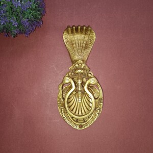 Five Snake Head Doorbell | Brass Krishna Naga Knocker | Engraving Design Door Bell