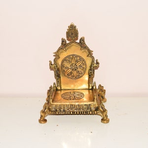 8'' Inches Brass Throne | Decorative Singhasan With Flower Design | God Seat Temple Chowki