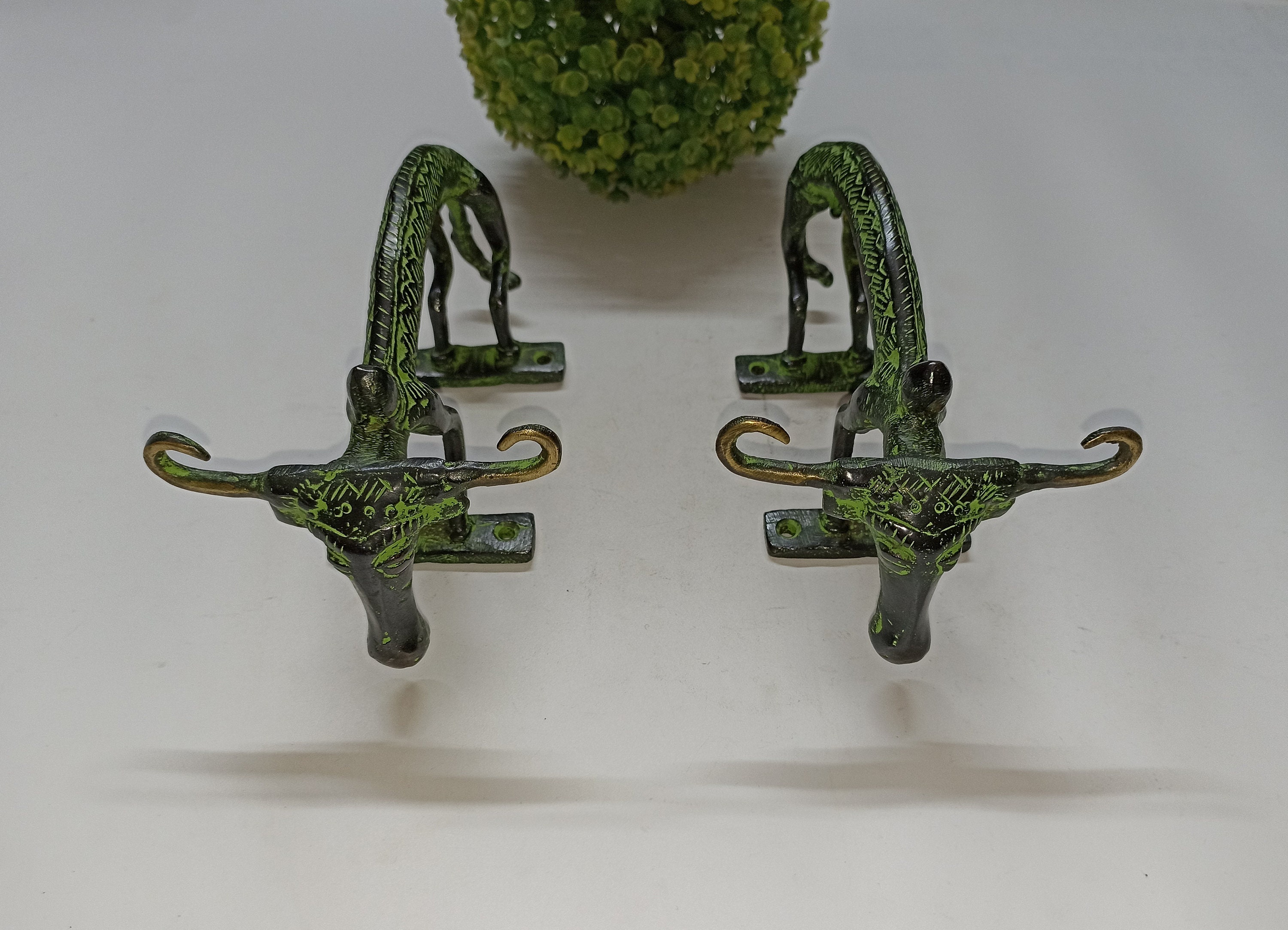 Yak Animal Design Gate Handle Pair | Brass Bullock Shape Inner Door ...