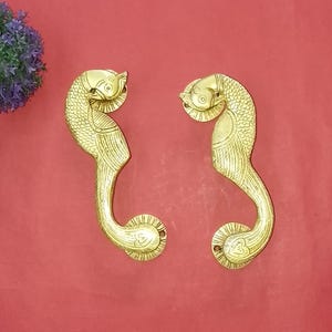 Juego de tiradores de puerta de pavo real / Tirador de latón con forma de pájaro pavo real / Accesorios para el hogar y el interior