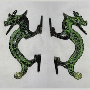 Black Dragon Door Handle | Brass Chinese Dragon Pull | Brass Handicrafts Pull