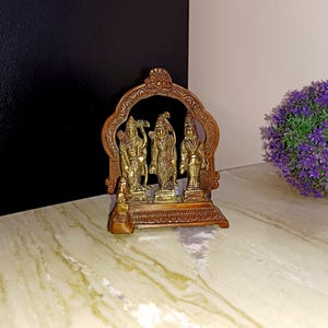 Ram Lakshman & Sita Idol | Brass Ram Darbar with Hanuman Statue | Home Temple Decoration