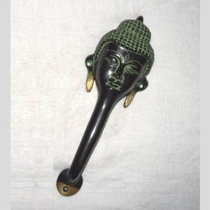 Poignée de porte Gautama Buddha de 9,2 po. | Poignée de porte Shakyamuni en laiton | Thème du seigneur religieux