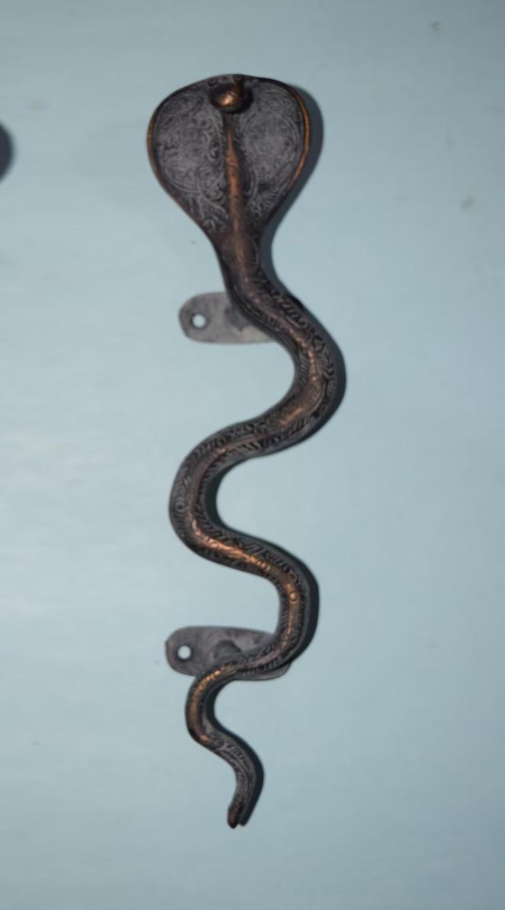 Paire De Poignées De Tiroir/porte En Laiton – Design Cobra Serpent – Finition Antique Dorée – Fait Main