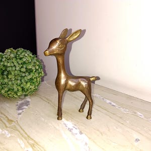 Baby Reindeer Sculpture | Brass Victorian Theme Animal Statue | Animal Art Living Room Decoration