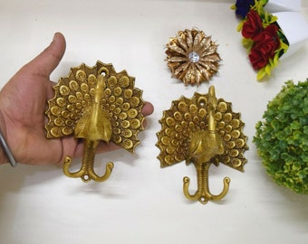 Peacock Shape Hanger Hook | Brass Bird Theme Wall Tie Key Hook | Loundry Clothes Hanger Decoration