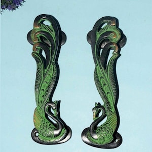 Pfau Figur Türgriff | Messing Gravur Pfau Türgriff | Fenstergriff