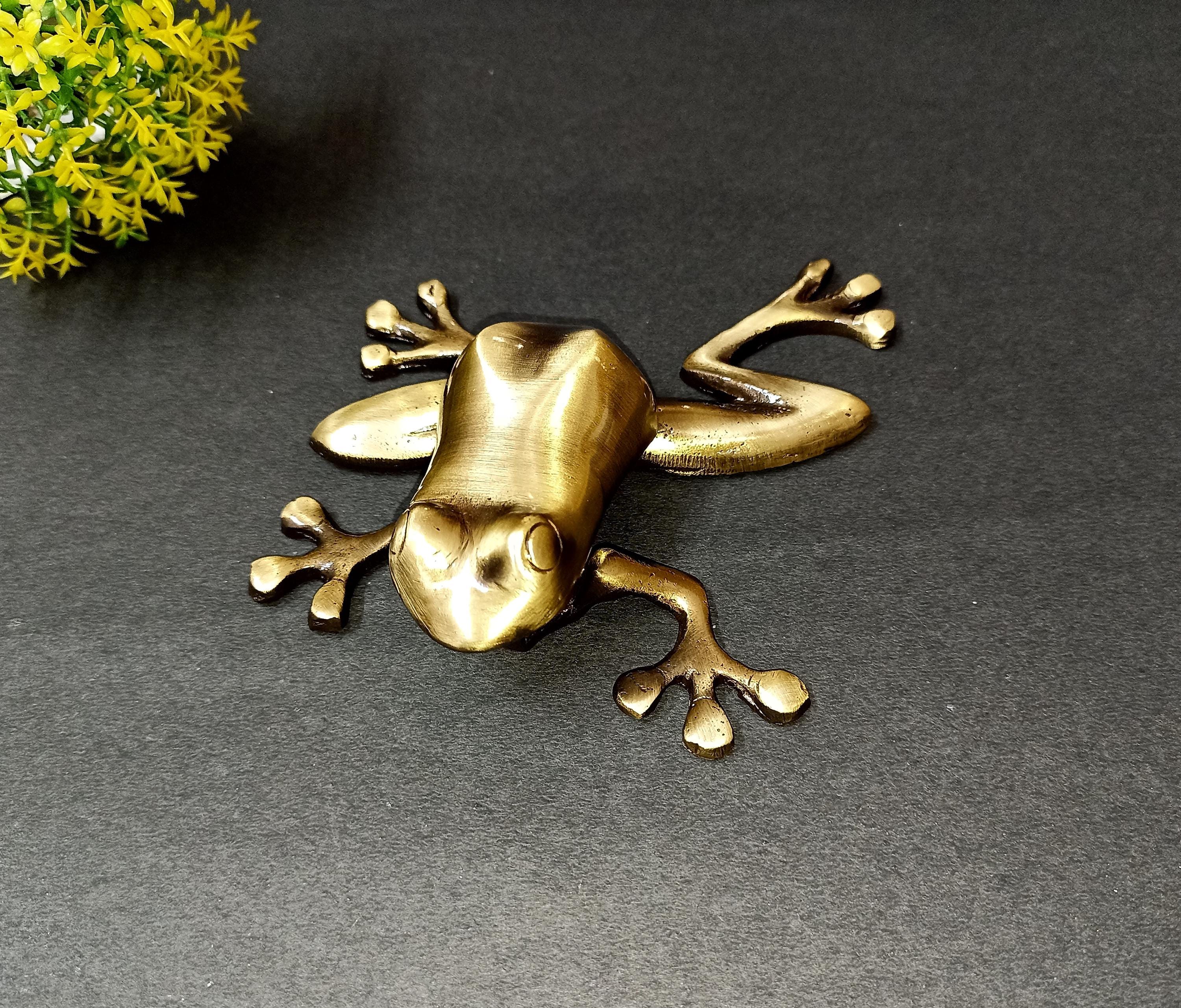 Lacquered Brass Frog Door Knocker | Reptile Toad Design Bedroom