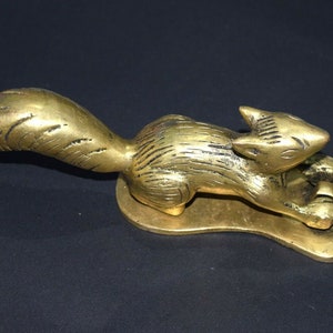 Brass Chipmunks Figurine Doorbell | American Squirrel Door Knocker | Door Accessories