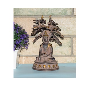 Estatueta de Buda em forma de árvore de 6,5&#39;&#39; polegadas | Estátua de bronze do meditador do caminho do Nirvana