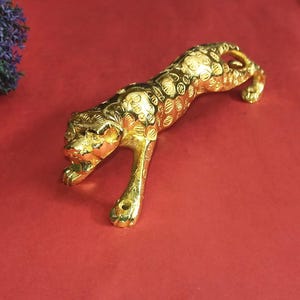 11" Inches Golden Chrome Coated Brass Jaguar Door Handle | Golden Chrome Plated Brass Predator Shape Door Pull