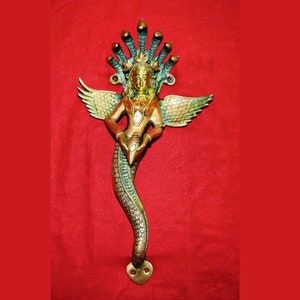 Brass Mermaid Door Handle | Handmade Beautiful Design Outdoor Pull | Naag Kanya Any Door Décor