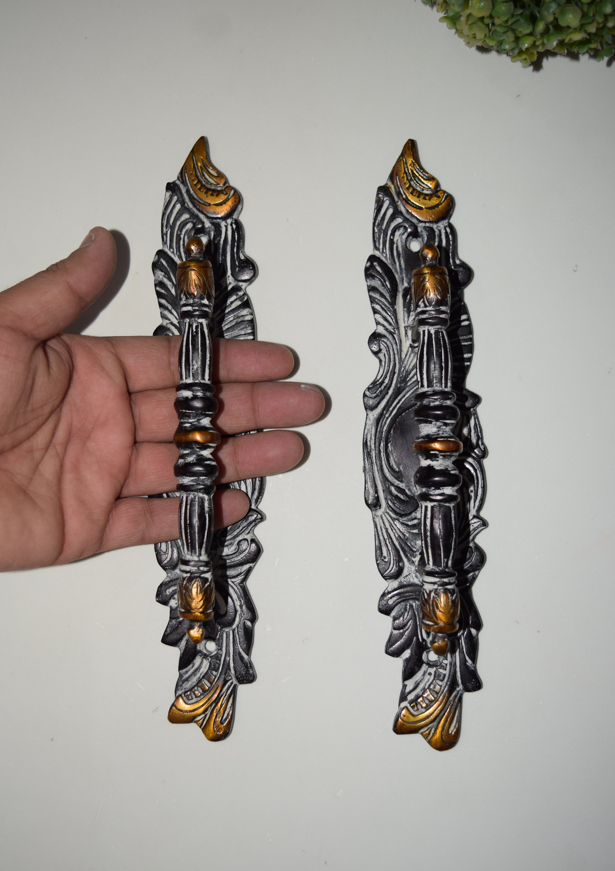 Attractive Brass Flower Door Handles Pair 10'' Inch Etsy UK