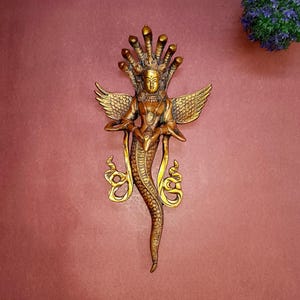 13" Inches Mermaid Wall Decor | Brass Snake Lady Wall Hanging | Living Room Wall Decor