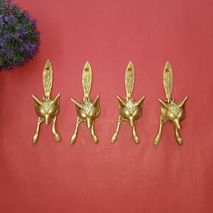 Wolf Kopf Schubladenknäufe | Messing Hund Design Türklingel SET von 04 Stück