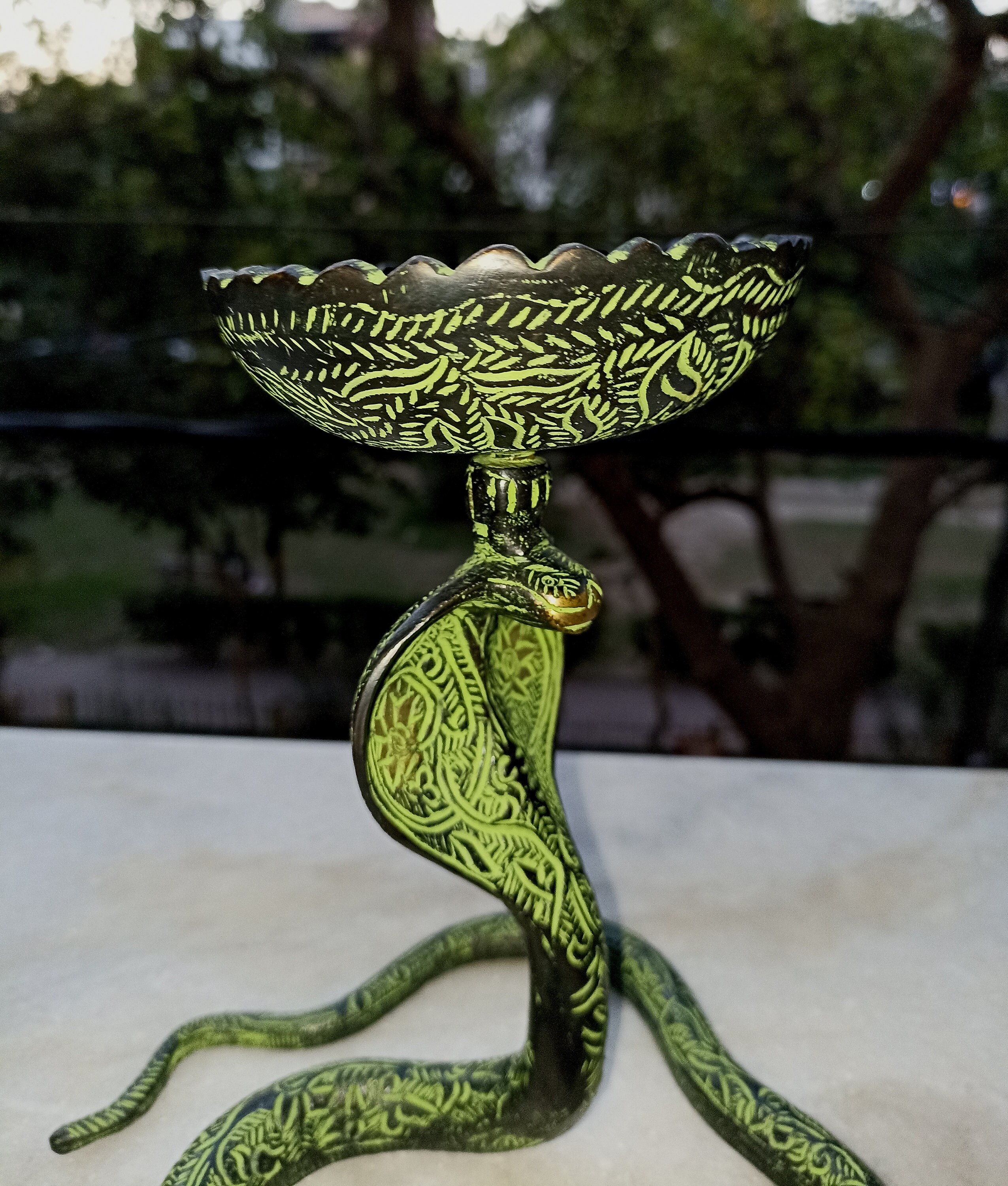 Python Head Statue Snake Sculpture With Head Bowl | Brass Python Serpent Shape Statue Oil ...