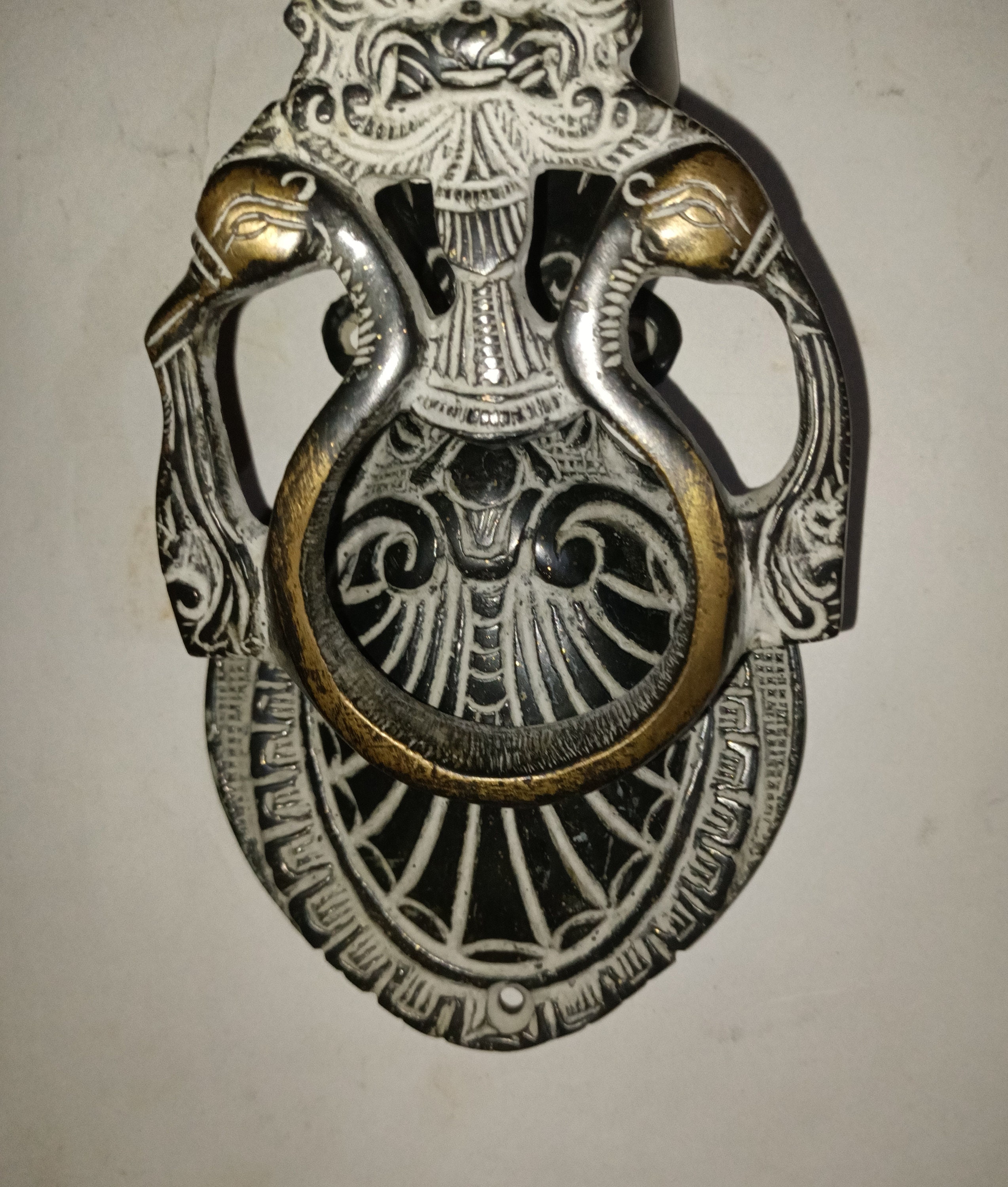 Pussy Cat Ancient Showpiece Door Knocker | Brass Animal Yali