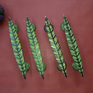 Design deurkruk met lang bladontwerp | Messing natuur deurkruk hardware (02 sets - 04 stuks)