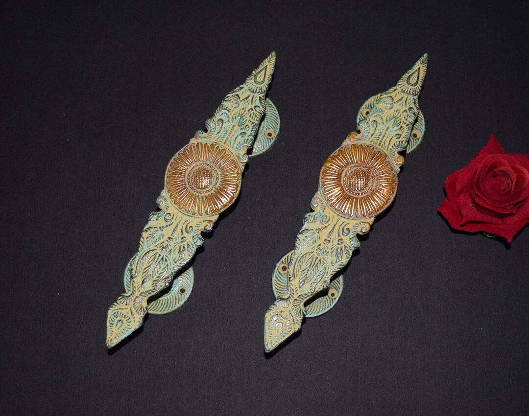 Brass Marigold Flower Drawer Pull Door Handle Sunshine Etsy