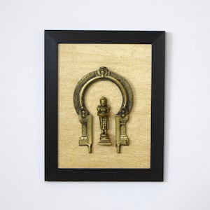 12'' Inches Temple Prabhavali Frame | Brass Deep Lakshmi Wall Hanging | Wooden Frame Home Decor Showpiece