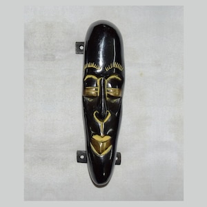 Monk Meditation Face Door Handle | Brass Tribal Aged Head Door Pull