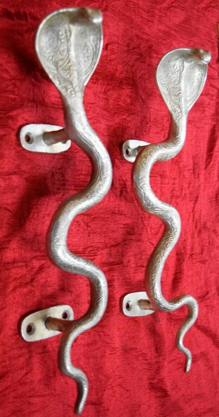 Paire De Poignées De Tiroir/porte En Laiton – Design Cobra Serpent – Finition Antique Dorée – Fait Main