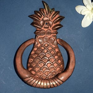 Vintage Fruit Door Ring Puller | Brass Pineapple Front Door Knocker | Man Cave Hospitality Back Door Knock Porch