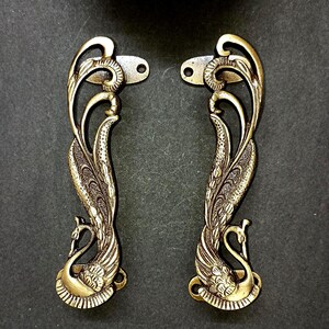 17,8 cm Zoll Flamingo Vogel Türgriff | Lackiertes Messing Pfau Form Haustürgriff