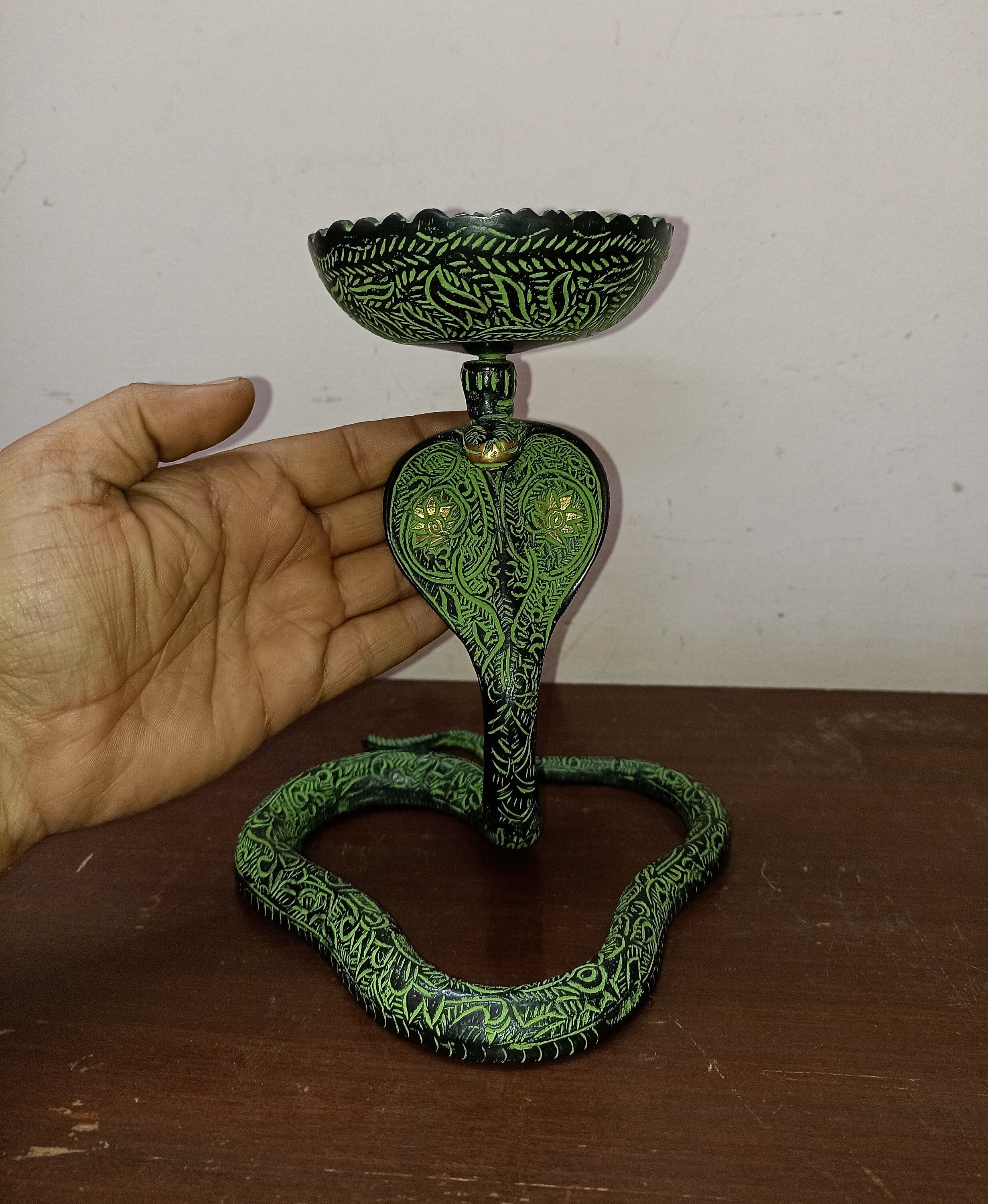 Python Head Statue Snake Sculpture With Head Bowl | Brass Python Serpent Shape Statue Oil ...